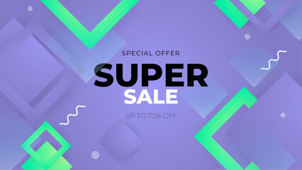 Purple violet and green vector illustration mega big sale discount background design. Vector super sale template design. Big sales special offer. End of season party background