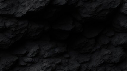 Black rock texture. Dark stone background with copy space for design.  generative AI.






