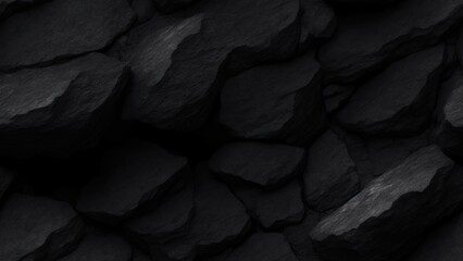 Black rock texture. Dark stone background with copy space for design.  generative AI.






