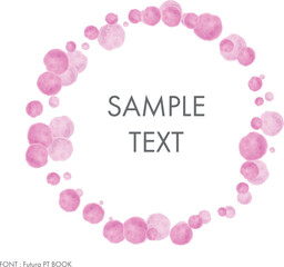 Hand-drawing watercolor pink circle dots frame, vector illustration isolated on a transparent background.
