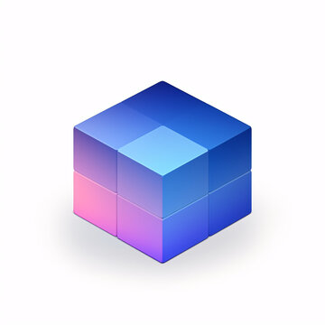 Square blue box 2.5d minimalist style icon element
