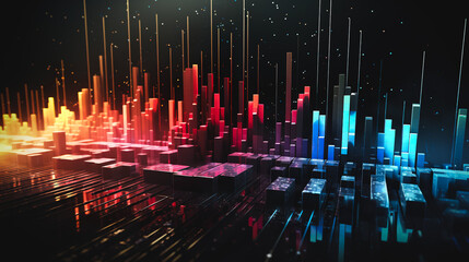 audio frequency and sound spectrum background, colorful illustration of sonic waveform spectre - obrazy, fototapety, plakaty
