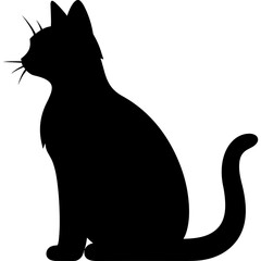 cat black silhouette logo vector - obrazy, fototapety, plakaty