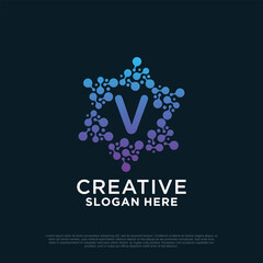 Connection logo design with letter creative concept Premium Vector