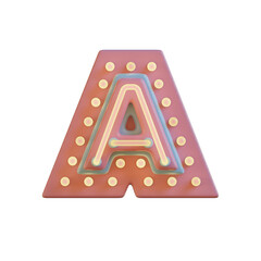 Retro Neon Light 3D Alphabet PNG Letters	
