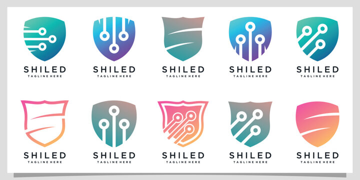 Set bundle shiled logo design Premium Vector 1