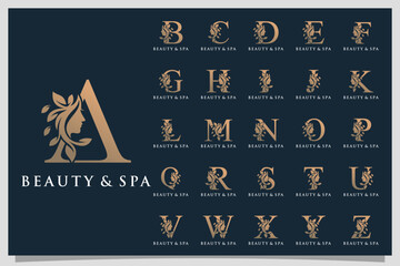 Beauty logo design with letter concept Premium Vector - obrazy, fototapety, plakaty