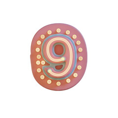Retro Neon Light 3D Alphabet PNG Letters	
