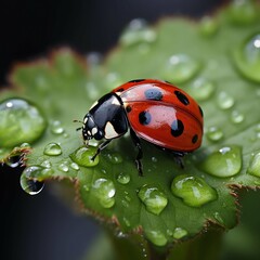 Obraz premium ladybug on a leaf