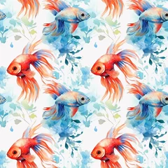 Papier Peint photo Vie marine seamless pattern with fishes