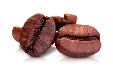 Coffee beans isolated on transparent background.