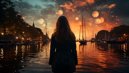 Fototapeta premium Festive evening fireworks