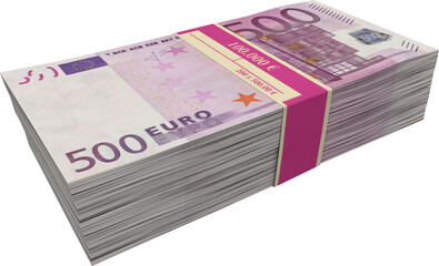 500 &euro; euro bills stacked with band 200 x 500