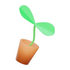 3D icon plant in a pot