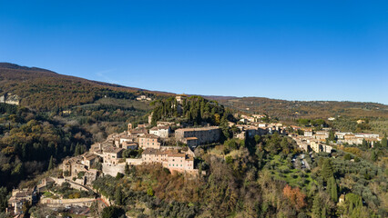 Fototapeta na wymiar Stunning aerial view of the medieval Tuscan village of Cetona