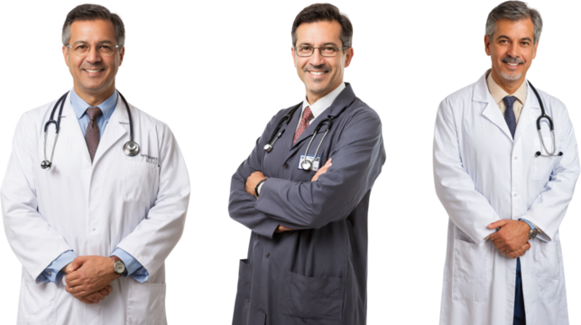 photo of smiling and happy doctor isolated on transparent background