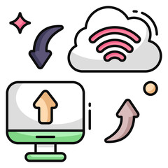 Editable design icon of cloud data transfer
