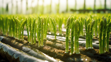 vegetables asparagus production and cultivation, green business, entrepreneurship harvest. fertilizer