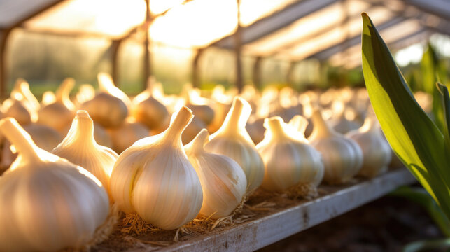 vegetables garlic production and cultivation, green business, entrepreneurship harvest.