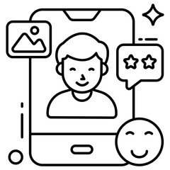 A linear design icon of mobile video call