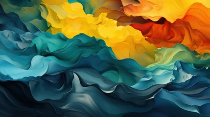 Fotobehang Samba Hues: Abstract Brazilian Colors Background - Vibrant Illustration Celebrating the Rich and Lively Palette of Brazil © Lila Patel