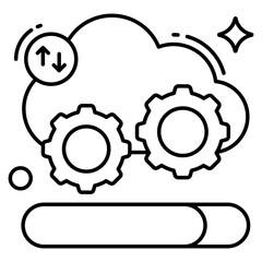 Conceptual linear design icon of cloud setting