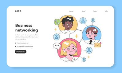 Network connections concept. Diverse team interlinked through communication tools, sharing ideas and updates. Collaborative workspace, online interaction. Multicultural synergy. Flat vector.