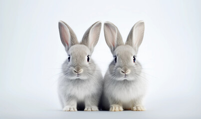 Obraz premium white rabbit on a blue background