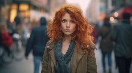 Fototapeta premium Captivating urban portrait of a young woman