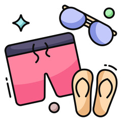 An icon design of beach accessories 