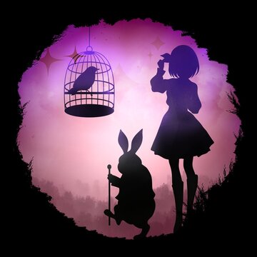 Follow the White Rabbit, Alice's Adventure silhouette art