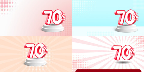banner sale percentage bundle sale template ads number percentage 70%, red color, blue, orange, flashsale