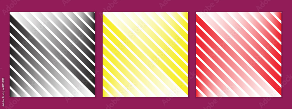Aufkleber abstract seamless set of diagonal gradient line pattern perfect for banner poster.
