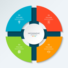 Infographic circle with 4 options, parts. 4-step cycle diagram for business infographics. Process chart, vector template for presentation, report, brochure, web, data visualization.