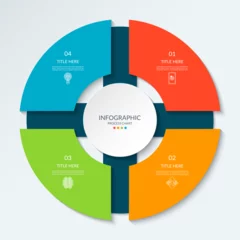 Fotobehang Infographic circle with 4 options, parts. 4-step cycle diagram for business infographics. Process chart, vector template for presentation, report, brochure, web, data visualization. © vectorcreator