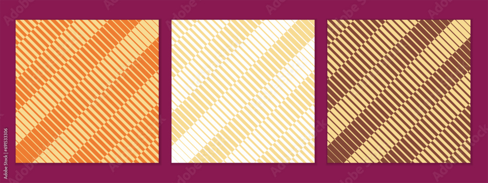 Poster abstract seamless set of cream diagonal illusion line pattern perfect for banner poster.