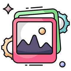 A creative design icon of photo setting 