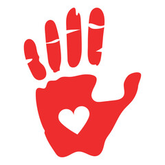 red hand day with heart illustration