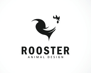 rooster logo creative black and white design animal farm business - obrazy, fototapety, plakaty