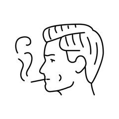 male smoking cigarette line icon vector. male smoking cigarette sign. isolated contour symbol black illustration