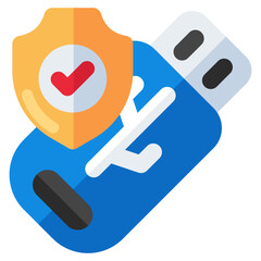 A flat design icon of usb security 