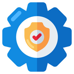 Shield inside gear, icon of security setting 