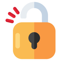 A flat design icon of broken lock