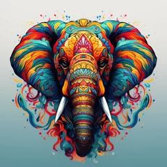 Foto op Aluminium Colorful elephant mandala art on white background. © dashtik