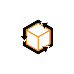 Delivery Box Arrows hexagon Logo