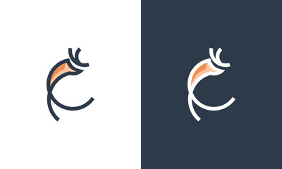 deer head icon simple line style logo design vector - obrazy, fototapety, plakaty