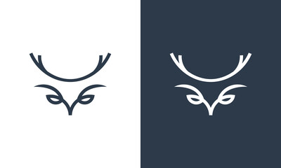deer head icon simple line style logo design vector - obrazy, fototapety, plakaty
