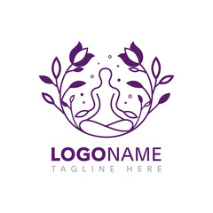 Woman with lotus flower spa logo design