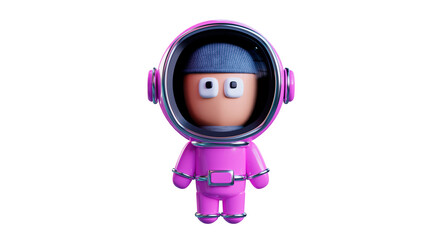 Space man in a pink space suit. 3d render.
