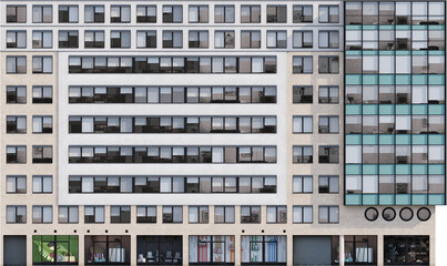 Facade view of modern building - obrazy, fototapety, plakaty
